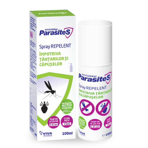 SANTADERM PARASITES - Spray repelent impotriva tantarilor si a capuselor (100 ml) - VivaPharma